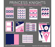 Princesses and Knights Birthday Party Printables Collection